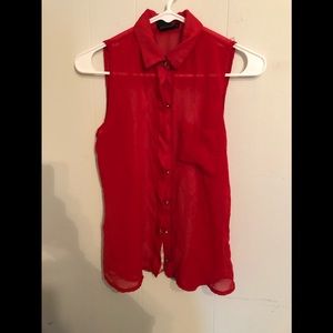 Grass Collection red and lace dressy blouse
